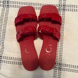 Red Gucci Jelly Sandals